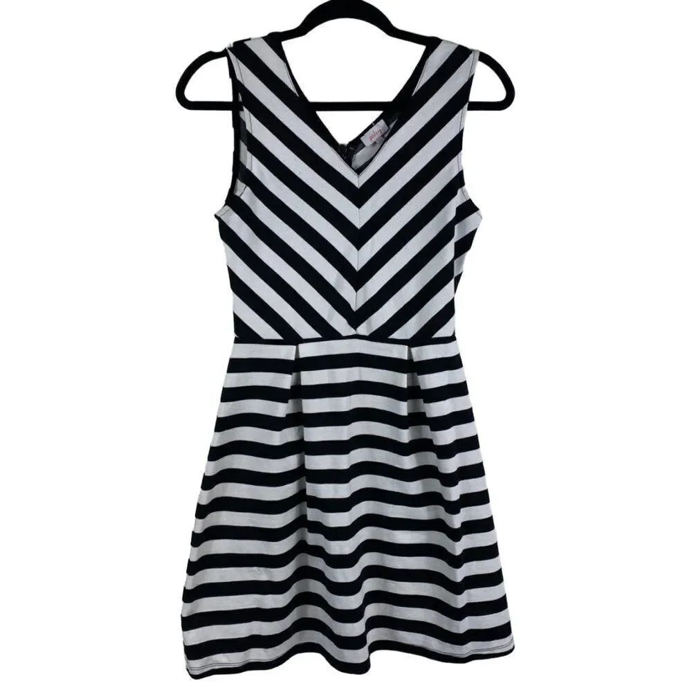Pixley black and white stripped dress- size s